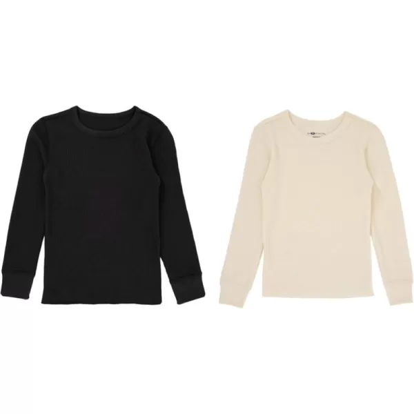 imageFruit of the Loom boys Premium 2pack Thermal Waffle Crew TopBlackNatural