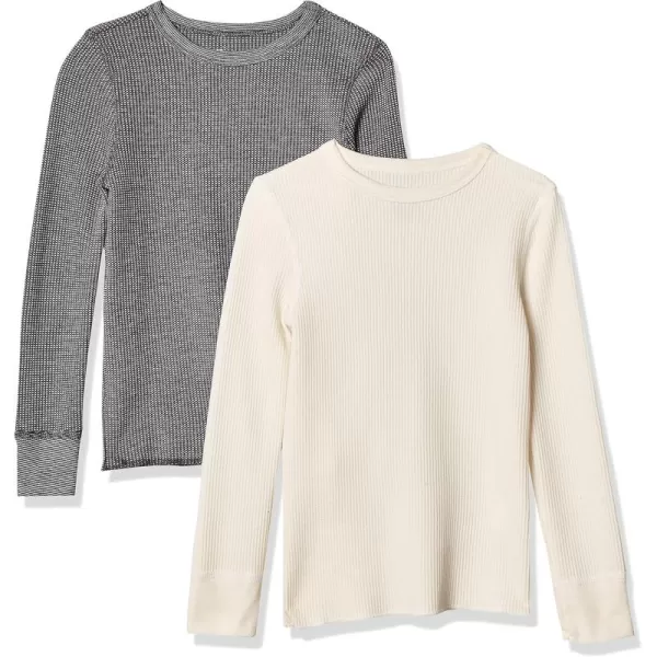 imageFruit of the Loom boys Premium 2pack Thermal Waffle Crew TopHeather GreystoneNatural