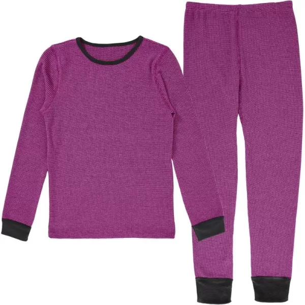 imageFruit of the Loom girls Premium Thermal Waffle Underwear SetBlackFuchsia Cross Dye