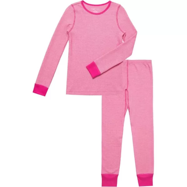 imageFruit of the Loom girls Premium Thermal Waffle Underwear SetWhiteFuchsia Burst