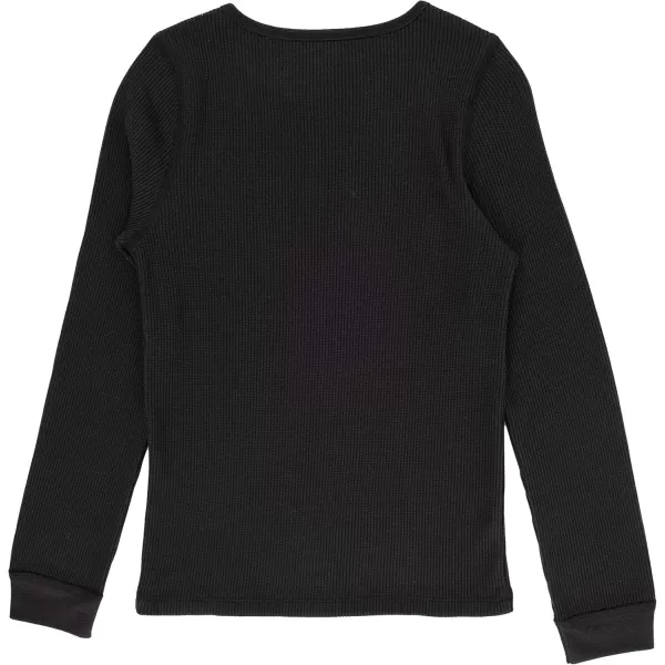 imageFruit of the Loom Girls Premium 2Pack Thermal Waffle Crew TopBlackNatural