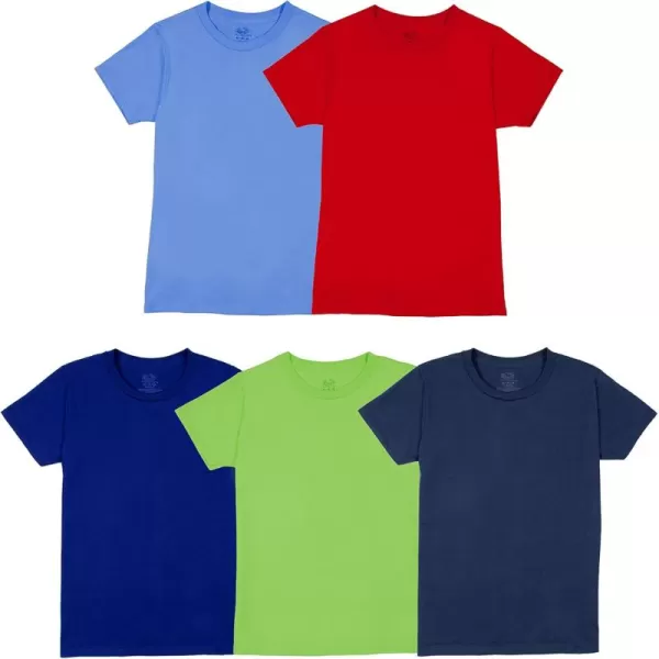 imageFruit of the Loom Boys Cotton White T ShirtT Shirt  Boys  5 Pack  BlueGreenRed