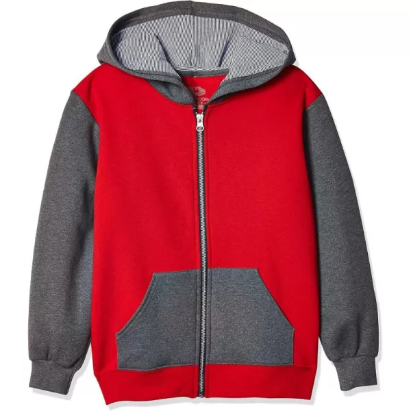 imageFruit of the Loom Boys Fleece Full Zip Hoodie Sweatshirt TRUE REDCHARCOAL HEATHERTIMES SQUARE NAVY STRIPE Small