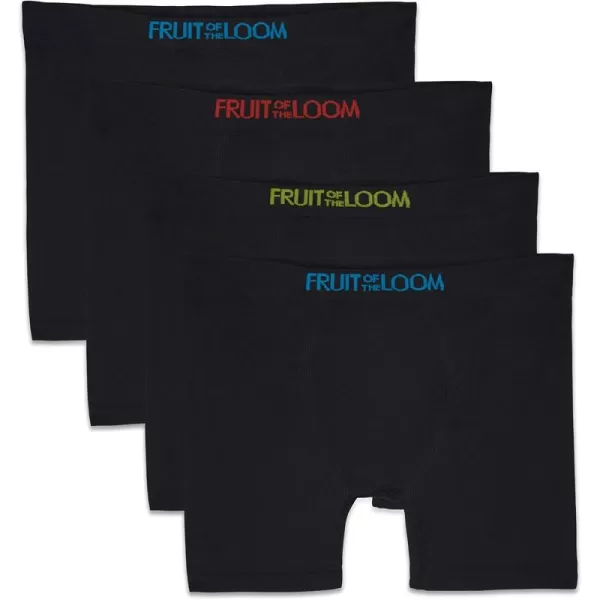 imageFruit of the Loom Boys Seamless Comfort Boxer Brief UnderwearBlack 4 Pack
