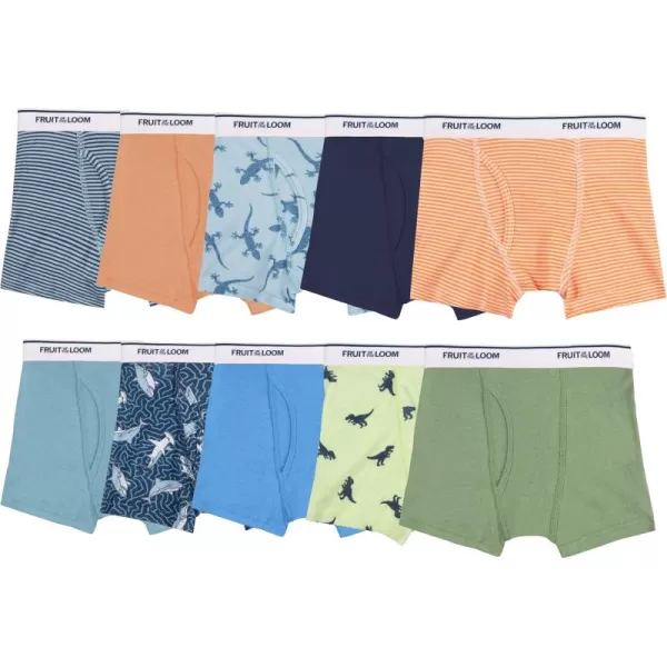 imageFruit of the Loom Boys and Toddler Boxer Briefs Tag Free ampamp Breathable Underwear Assorted Color Multipacks10 Pack  DinoSharks
