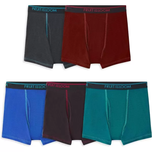 imageFruit of the Loom Boys and Toddler Boxer Briefs Tag Free ampamp Breathable Underwear Assorted Color Multipacks5 Pack  Modal BlueRedGrey