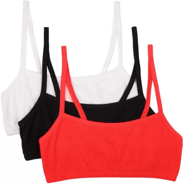 imageFruit of the Loom Girls Spaghetti Strap Sports BraBlackRed HotWhite