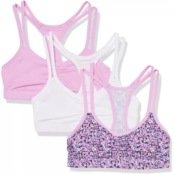 imageFruit of the Loom Girls Spaghetti Strap Sports BraDitsy BloomsWhiteLavish Lilac