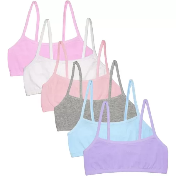imageFruit of the Loom Girls Spaghetti Strap Sports BraHyacinthEyeshadowGrey HeatherWhiteLilacBlushing Rose