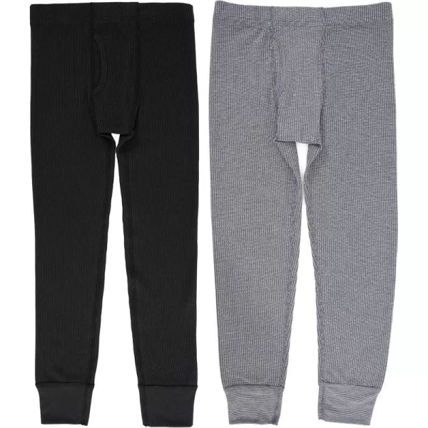 imageFruit of the Loom boys Premium 2pack Thermal Waffle BottomBlackHeather Greystone
