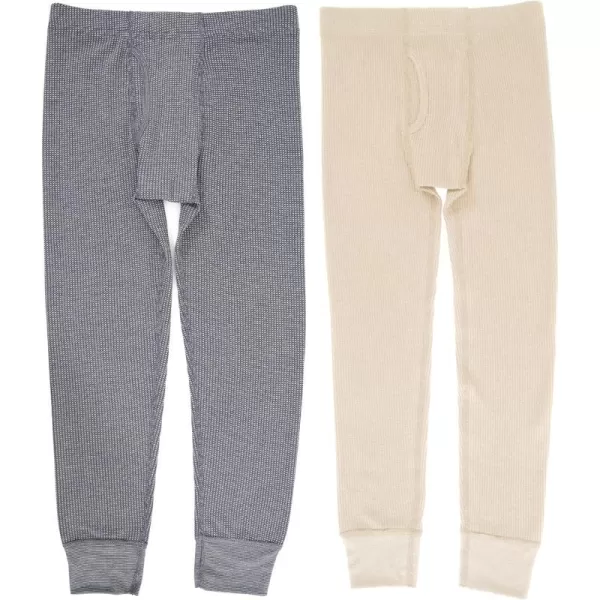 imageFruit of the Loom boys Premium 2pack Thermal Waffle BottomHeather GreystoneNatural