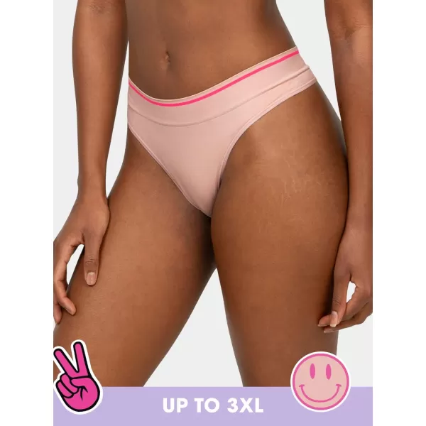 imageFruit of the Loom A Fresh Collection Sneak Chic 3Pack Womens Seamless Thong  For Ultimate Comfort ampamp Invisible StylePremium PlumRose ShadowBlack