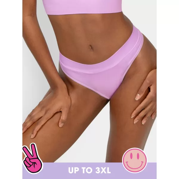 imageFruit of the Loom A Fresh Collection Sneak Chic 3Pack Womens Seamless Thong  For Ultimate Comfort ampamp Invisible StyleSugar PlumGreyStellar Orchid