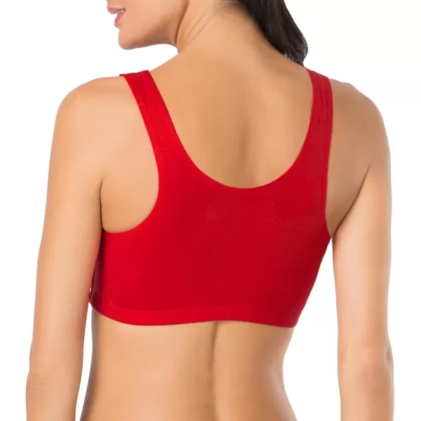 imageFruit of the Loom Womens Built Up Tank Style Sports BraRed HotWhiteBlack