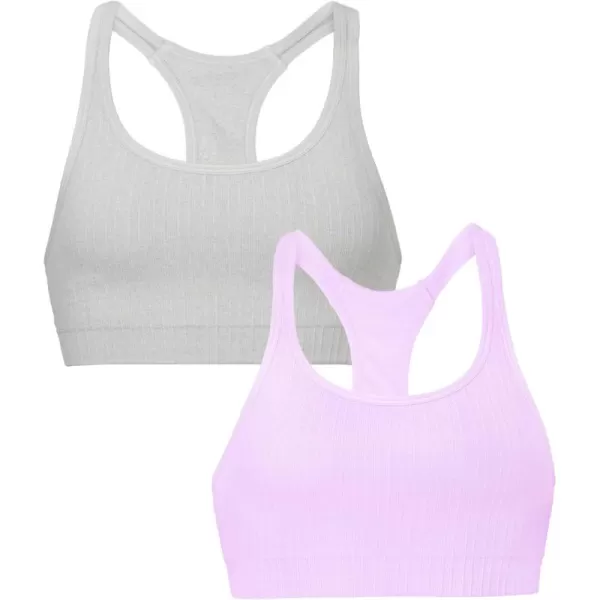 imageFruit of the Loom A Fresh Collection So Sporty 2Pack Womens Seamless Racerback Croptop BrasHeather GreyStellar Orchid