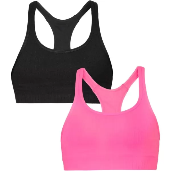 imageFruit of the Loom A Fresh Collection So Sporty 2Pack Womens Seamless Racerback Croptop BrasSugar PlumBlack Hue