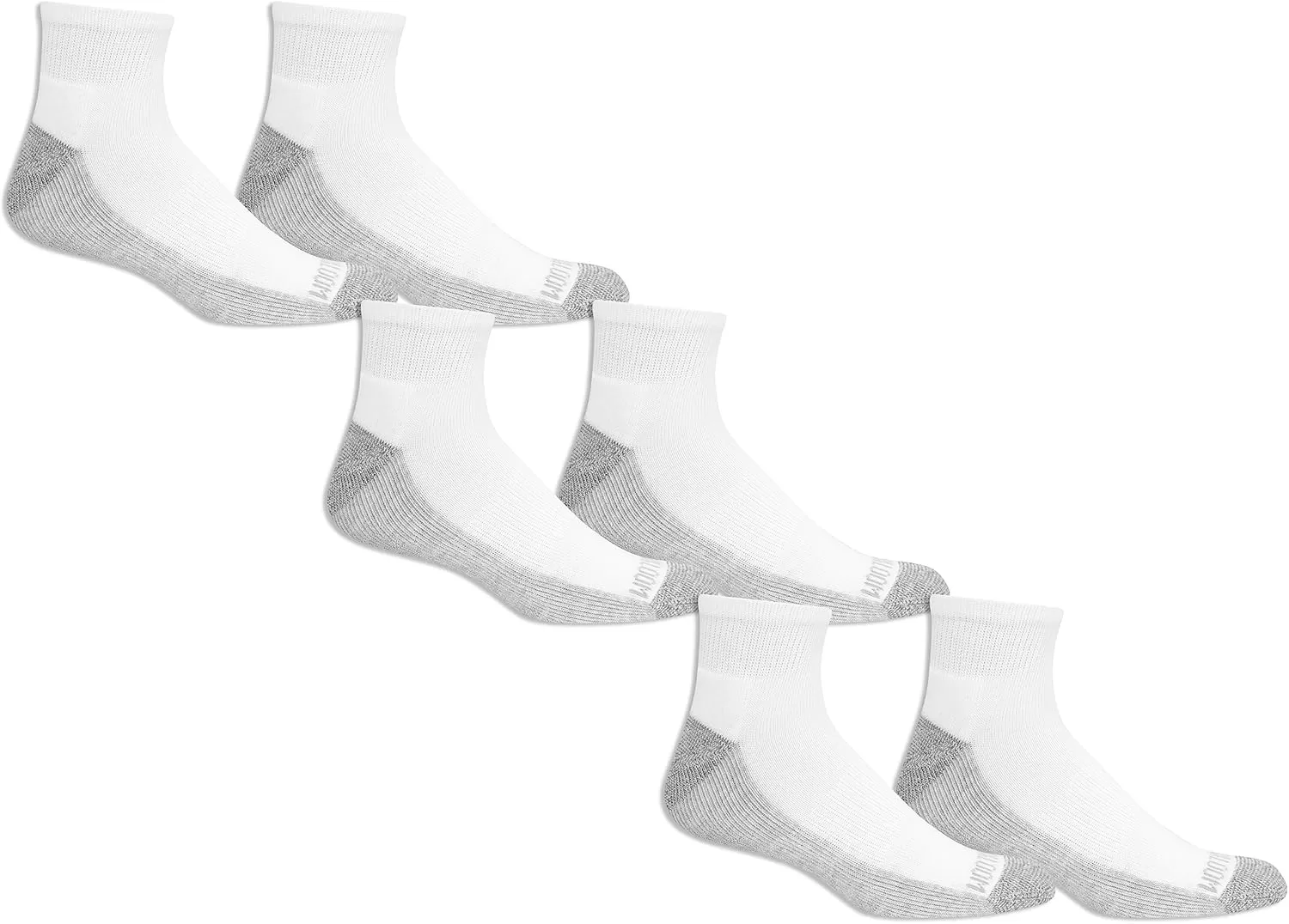 imageFruit of the Loom Mens Essential 6 Pair Pack Casual Socks with Cushion and Arch Support White Gray Sole 6512