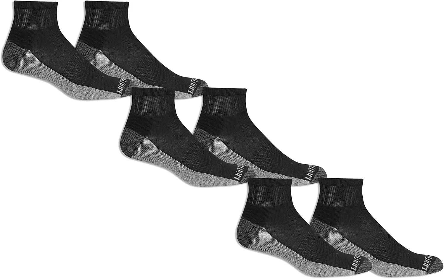 imageFruit of the Loom Mens Essential 6 Pair Pack Casual Socks with Cushion and Arch SupportBlack Gray Sole