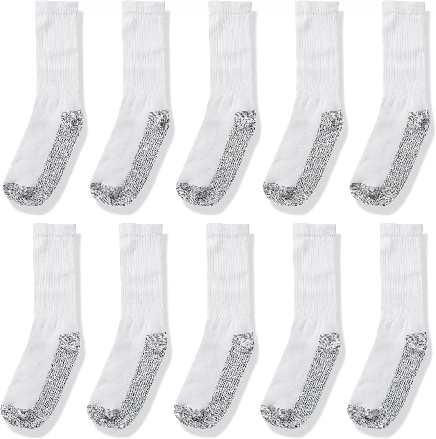 imageFruit of the Loom Mens Work Gear Cushioned Crew Socks 10 PairWhite