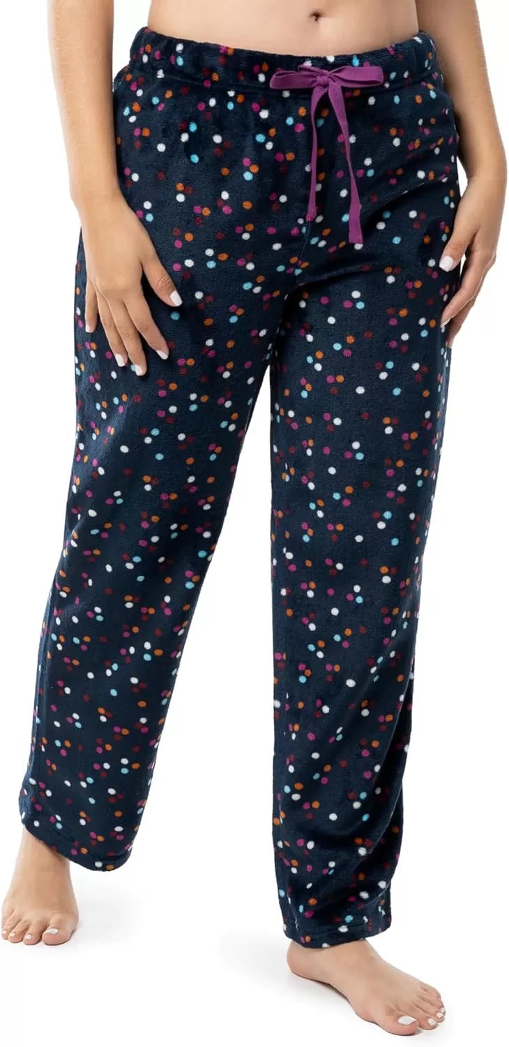imageFruit of the Loom Womens Sueded Jersey Crew Top and Fleece Pant Sleep Set BerryMulti Confetti