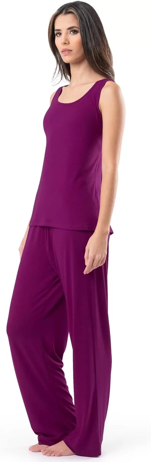 imageFruit of the Loom womens Breathable Tank Top Pant and Cardigan Sleep SetBoysenberry