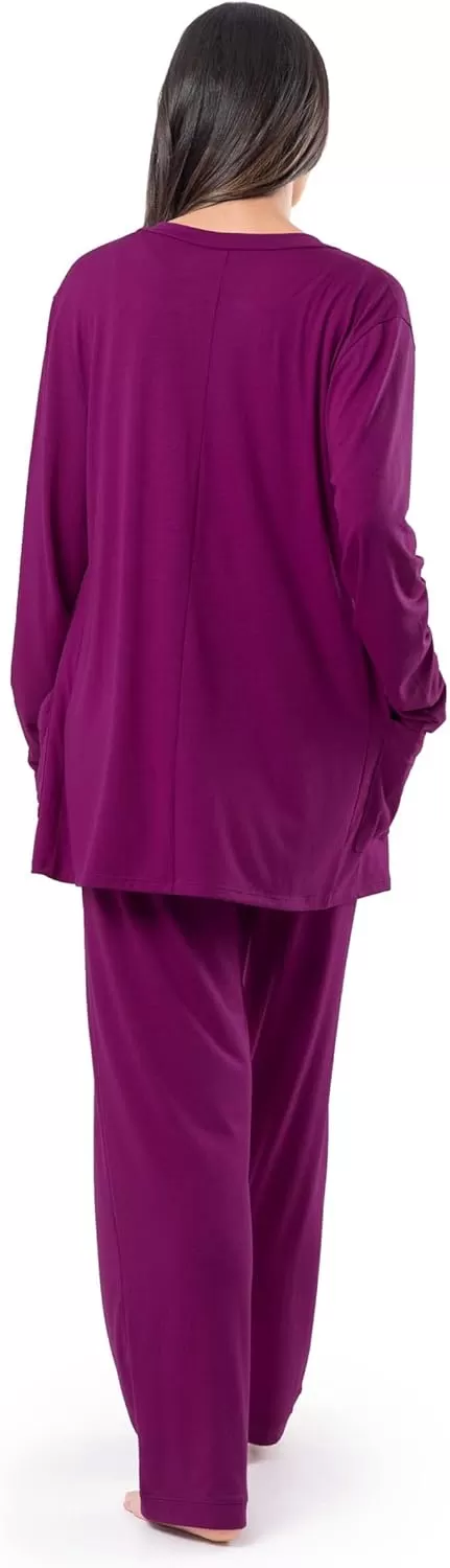 imageFruit of the Loom womens Breathable Tank Top Pant and Cardigan Sleep SetBoysenberry