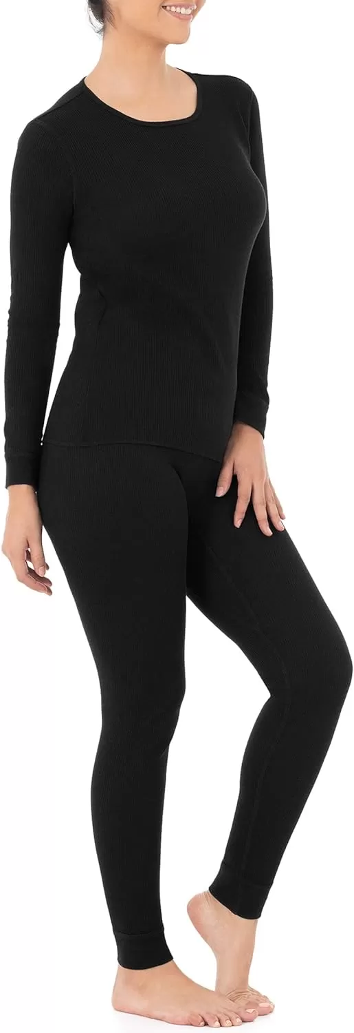 imageFruit of the Loom womens Micro Waffle Premium Thermal SetBlack