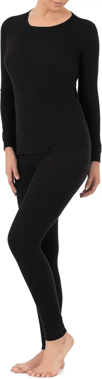 imageFruit of the Loom womens Micro Waffle Premium Thermal SetBlack