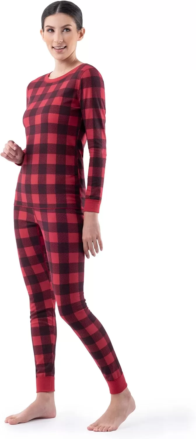 imageFruit of the Loom womens Micro Waffle Premium Thermal SetBuffalo Plaid