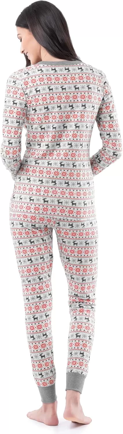 imageFruit of the Loom womens Micro Waffle Premium Thermal SetFair Isle White