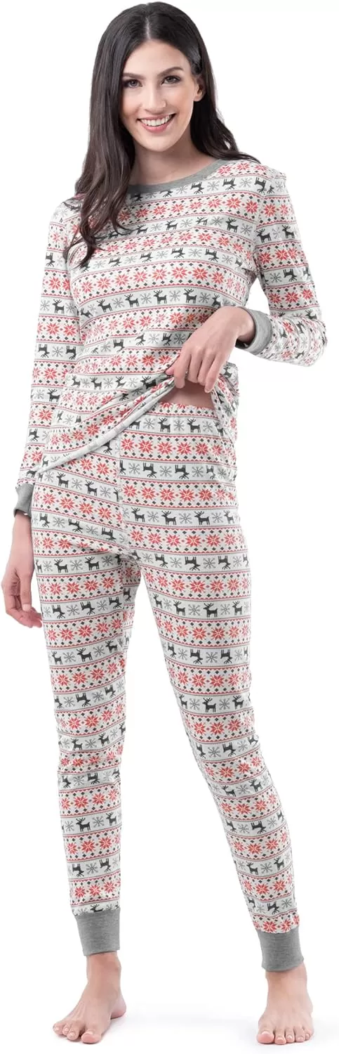 imageFruit of the Loom womens Micro Waffle Premium Thermal SetFair Isle White