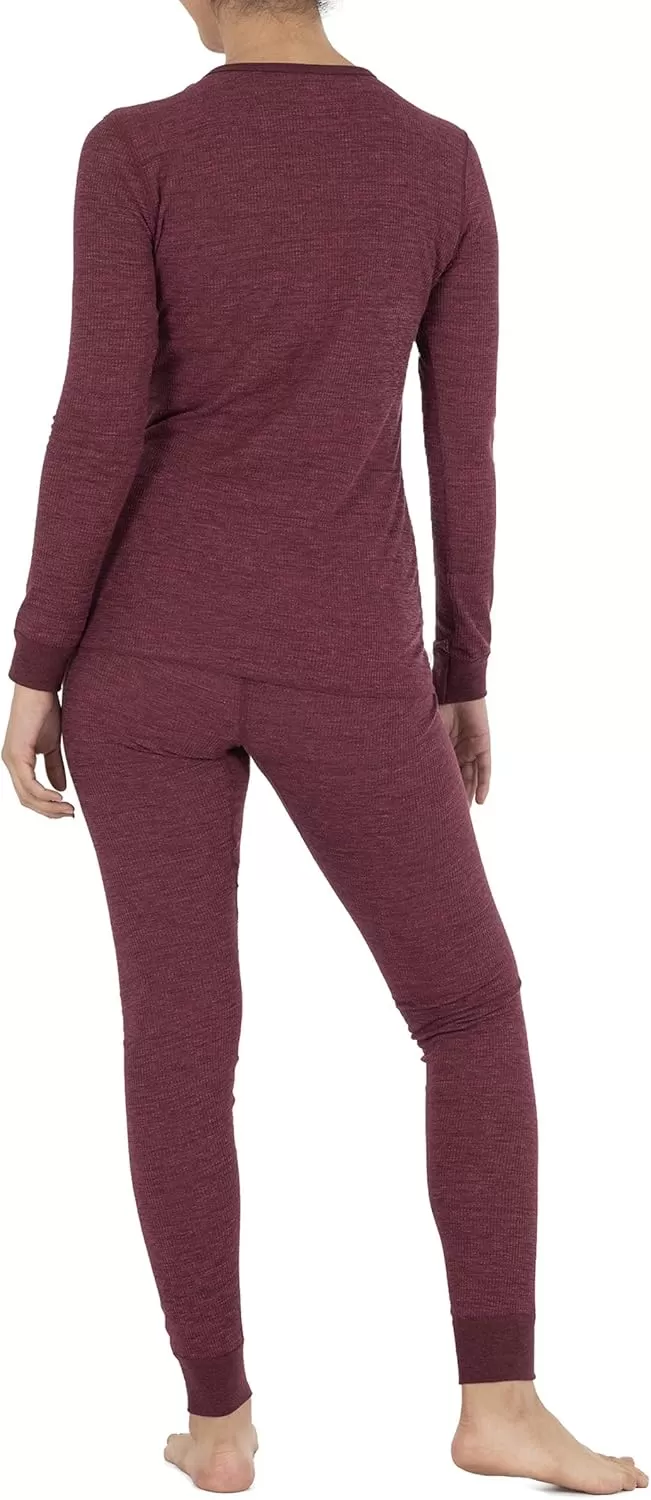 imageFruit of the Loom womens Micro Waffle Premium Thermal SetMerlot Heather