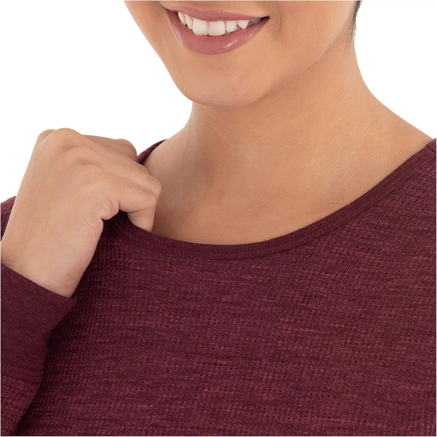 imageFruit of the Loom womens Micro Waffle Premium Thermal SetMerlot Heather