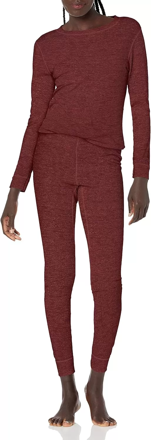 imageFruit of the Loom womens Micro Waffle Premium Thermal SetMerlot Heather