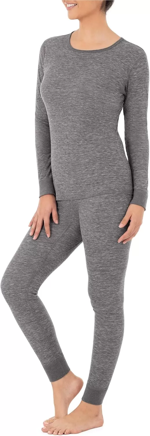 imageFruit of the Loom womens Micro Waffle Premium Thermal SetSmoke Heather