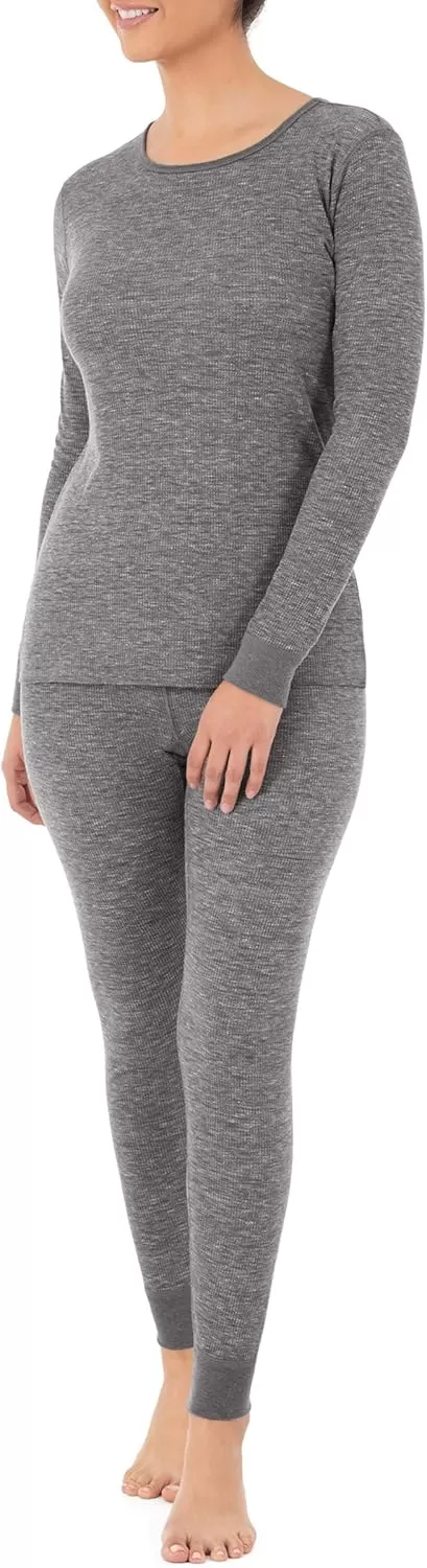 imageFruit of the Loom womens Micro Waffle Premium Thermal SetSmoke Heather