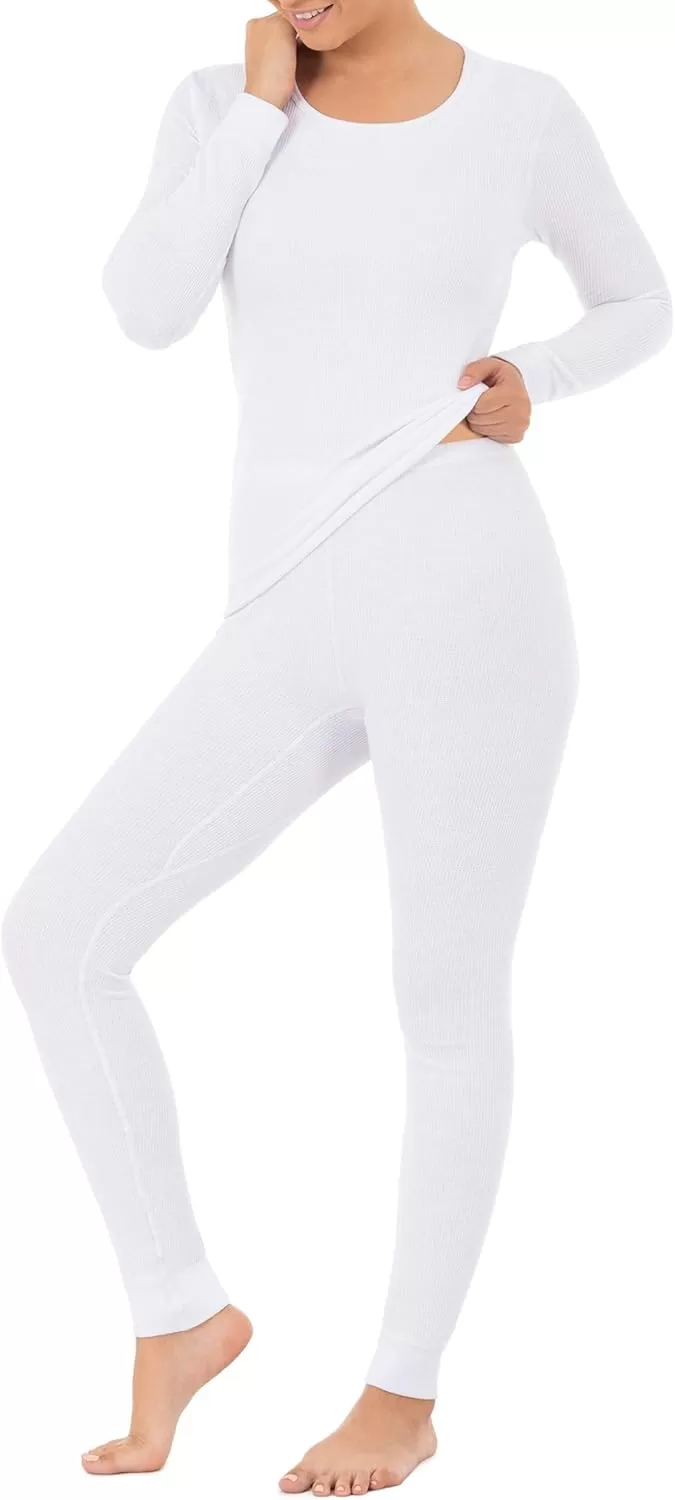 imageFruit of the Loom womens Micro Waffle Premium Thermal SetWhite