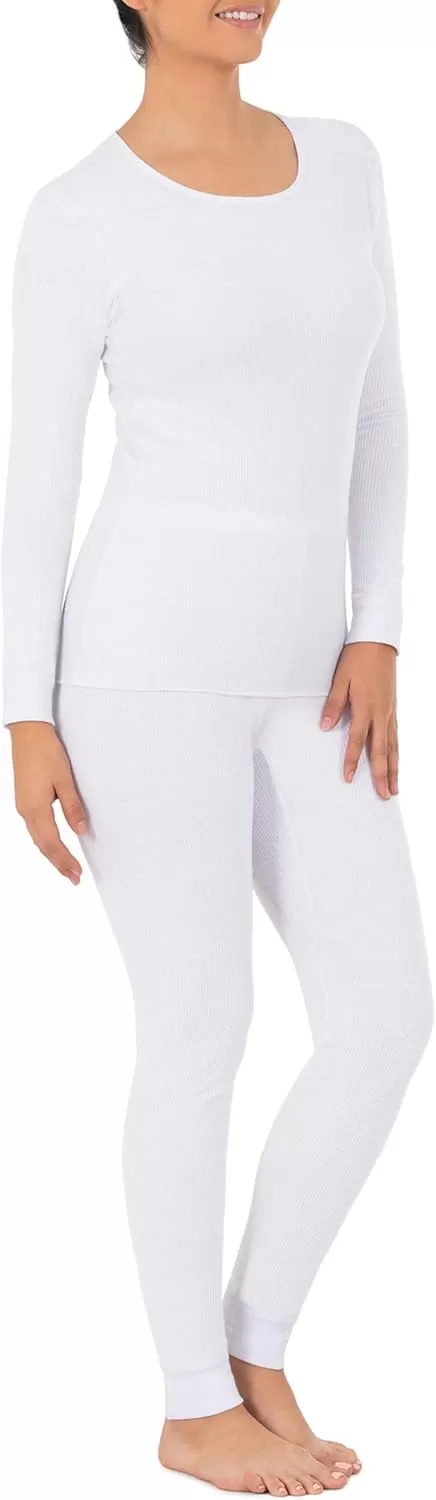 imageFruit of the Loom womens Micro Waffle Premium Thermal SetWhite
