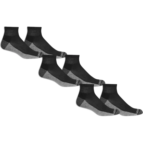 imageFruit of the Loom Mens Essential 6 Pair Pack Casual Socks with Cushion and Arch SupportBlack Gray Sole