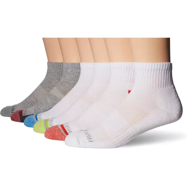 imageFruit of the Loom Mens Essential 6 Pair Pack Casual Socks with Cushion and Arch SupportWhiteGray Colored HeelToe