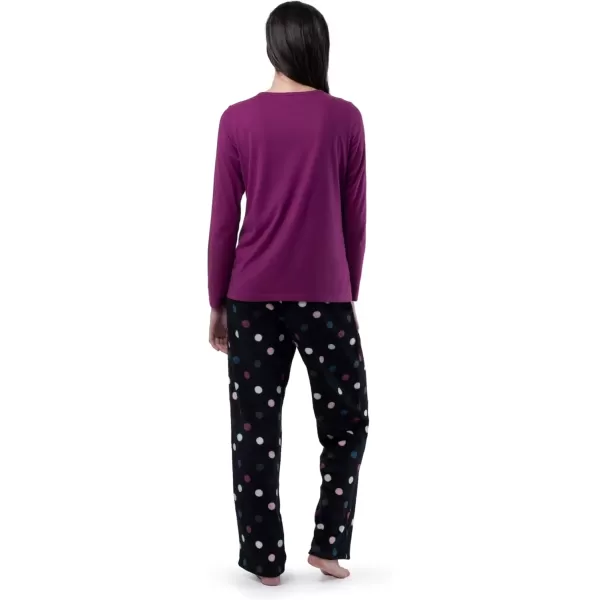 imageFruit of the Loom Womens Sueded Jersey Crew Top and Fleece Pant Sleep Set BerryMulti Confetti