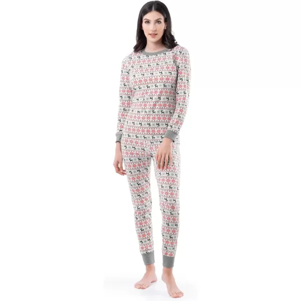 imageFruit of the Loom womens Micro Waffle Premium Thermal SetFair Isle White