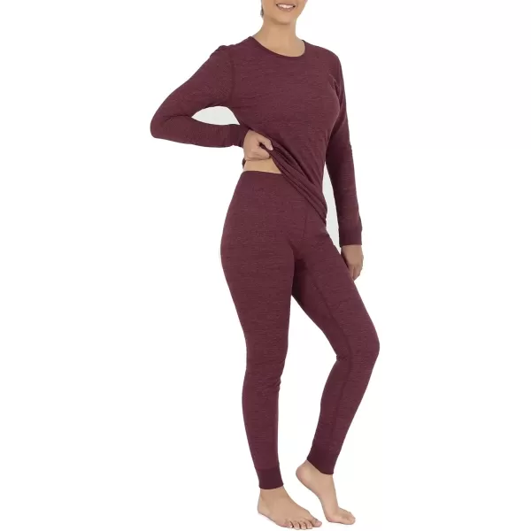 imageFruit of the Loom womens Micro Waffle Premium Thermal SetMerlot Heather