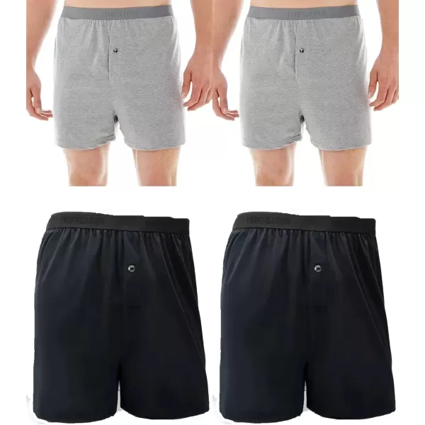 imageFruit of the Loom Mens Big and Tall TagFree UnderwearBig Man  Knit Boxer  4 Pack Black Gray