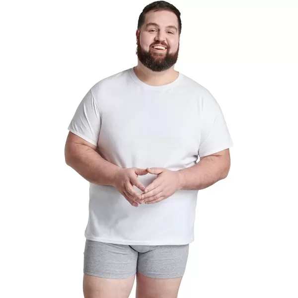 imageFruit of the Loom Mens Eversoft Cotton Stay Tucked Crew TshirtBig Man  6 Pack  White