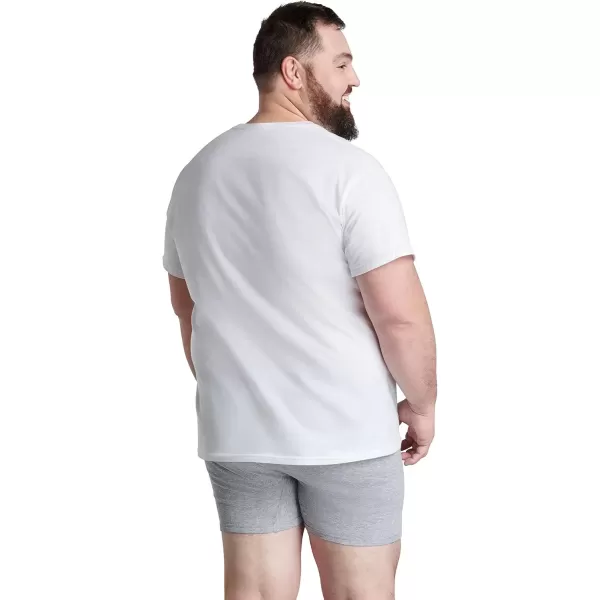 imageFruit of the Loom Mens Eversoft Cotton Stay Tucked Crew TshirtBig Man  6 Pack  White