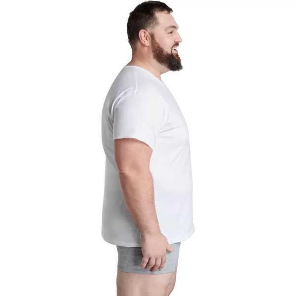 imageFruit of the Loom Mens Eversoft Cotton Stay Tucked Crew TshirtBig Man  6 Pack  White
