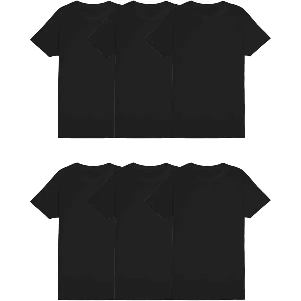 imageFruit of the Loom Mens Eversoft Cotton Stay Tucked Crew TshirtRegular  6 Pack  Black