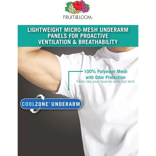 imageFruit of the Loom Mens Eversoft Cotton Stay Tucked Crew TshirtWhite  Micro Mesh Coolzone Underarm