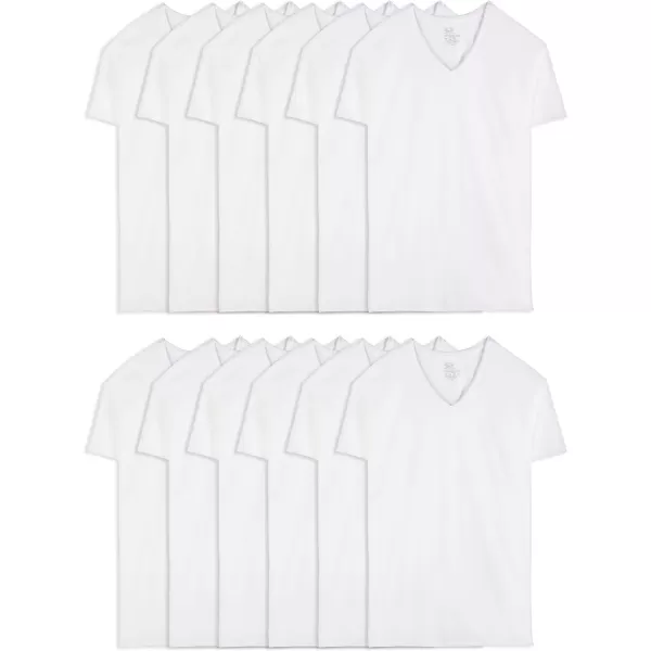 imageFruit of the Loom Mens Eversoft Cotton Stay Tucked VNeck TShirtTall Man  White  12 Pack